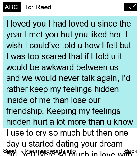 unsent message to Raed