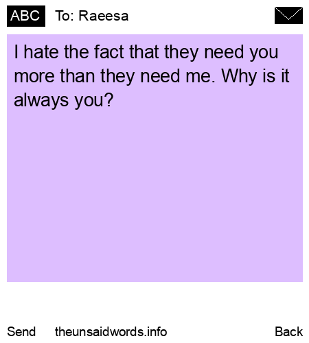 unsent message to Raeesa