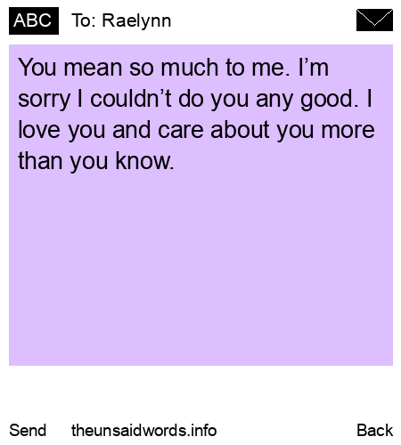 unsent message to Raelynn