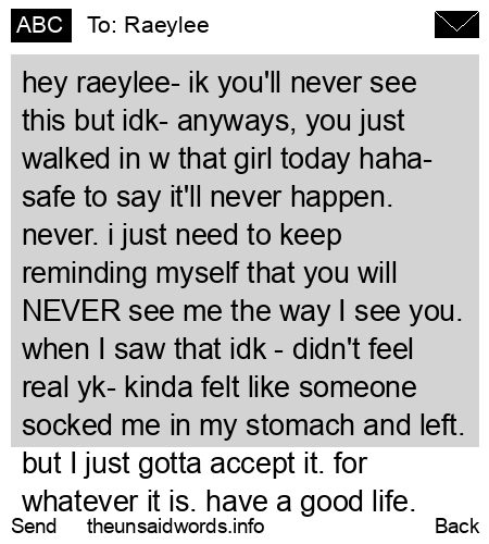 unsent message to Raeylee