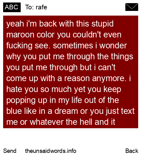 unsent message to rafe