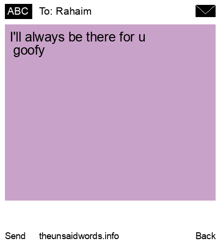 unsent message to Rahaim 