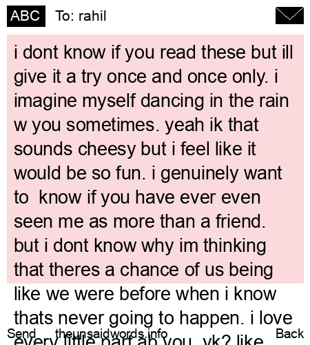 unsent message to rahil