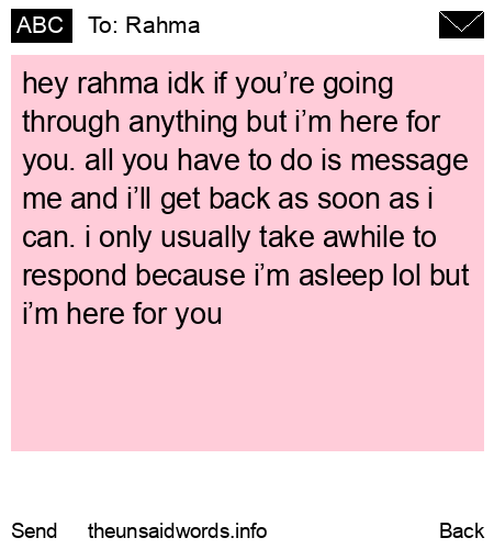 unsent message to Rahma