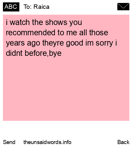 unsent message to Raica