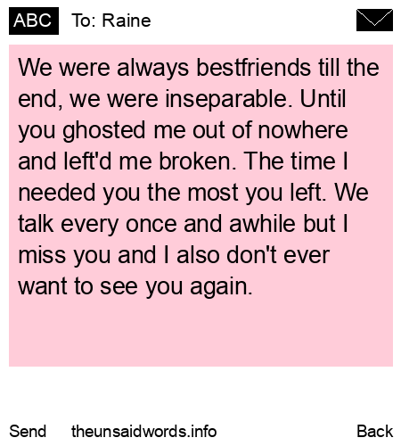 unsent message to Raine