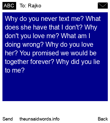 unsent message to Rajko