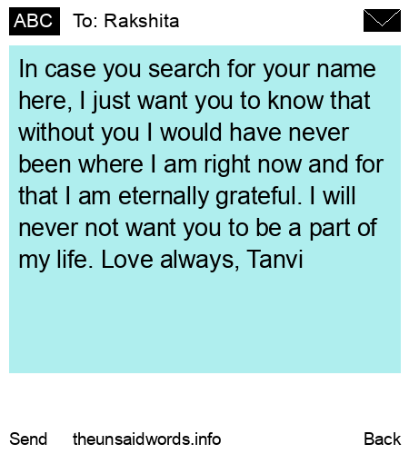 unsent message to Rakshita