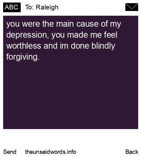 unsent message to Raleigh