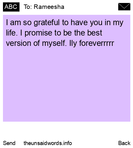 unsent message to Rameesha 