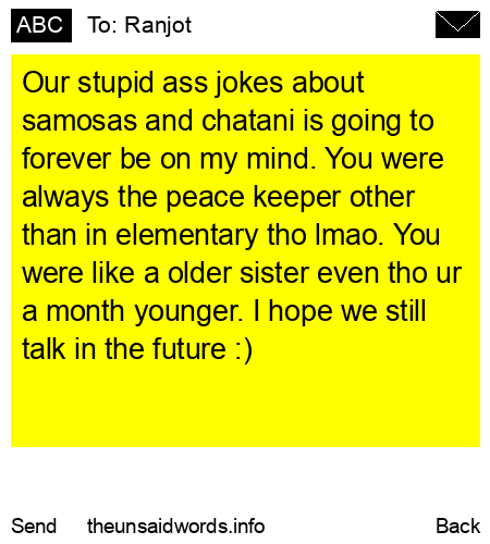 unsent message to Ranjot
