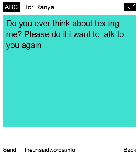 unsent message to Ranya
