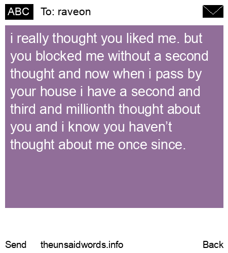 unsent message to raveon