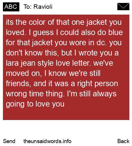unsent message to Ravioli