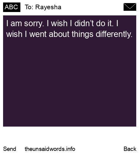 unsent message to Rayesha