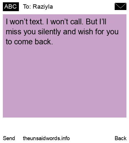 unsent message to Raziyla 