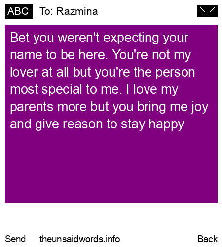 unsent message to Razmina