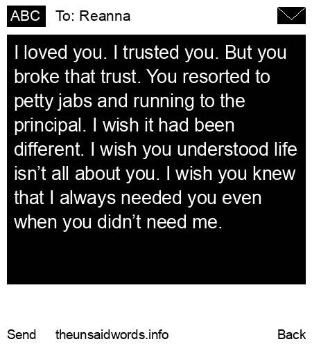 unsent message to Reanna