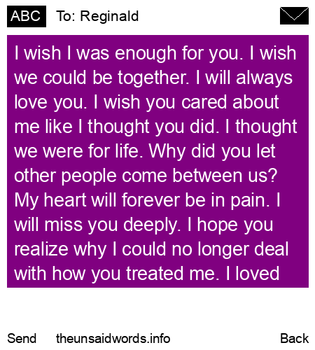 unsent message to Reginald