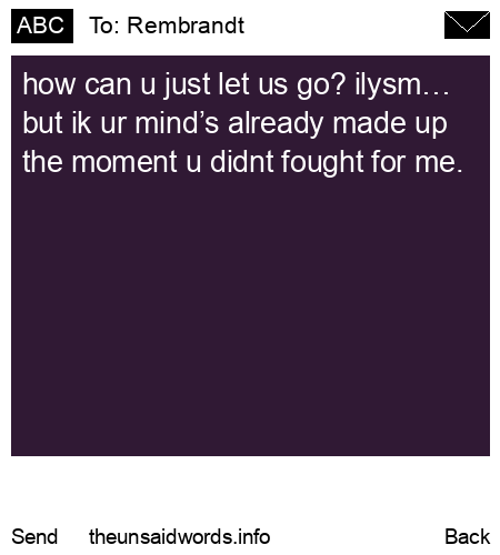 unsent message to Rembrandt