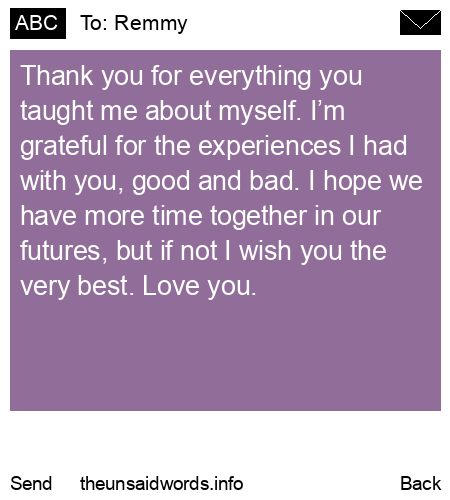 unsent message to Remmy