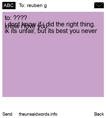unsent message to reuben g