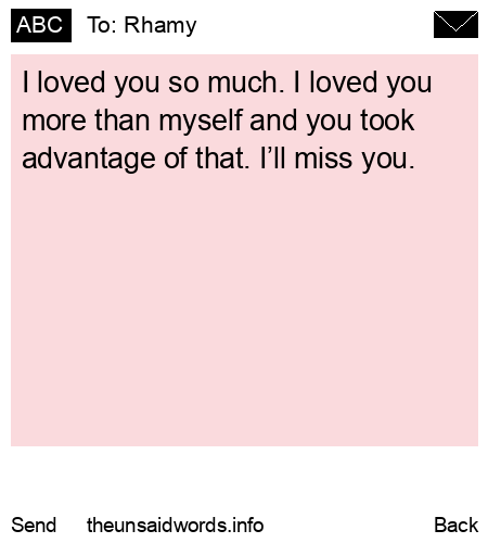 unsent message to Rhamy