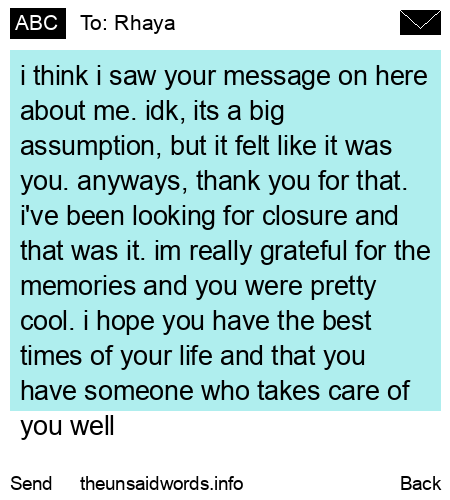 unsent message to Rhaya