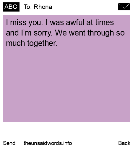 unsent message to Rhona