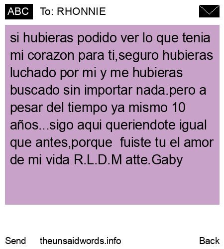 unsent message to RHONNIE