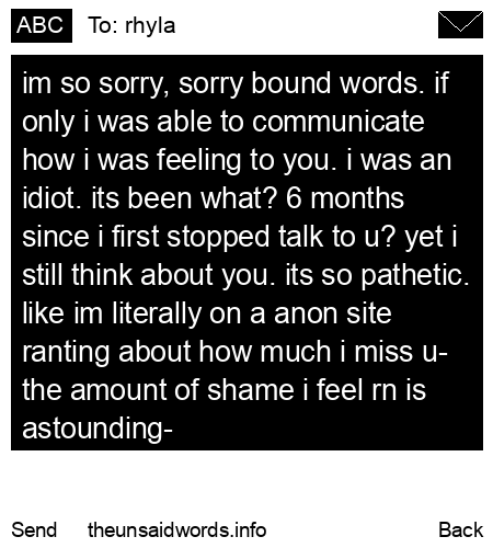 unsent message to rhyla
