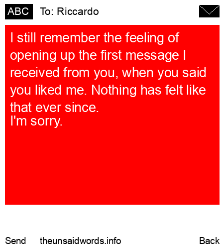 unsent message to Riccardo