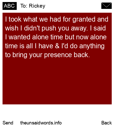 unsent message to Rickey