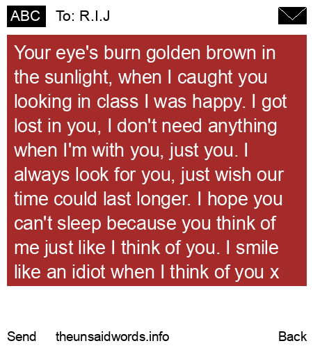 unsent message to R.I.J