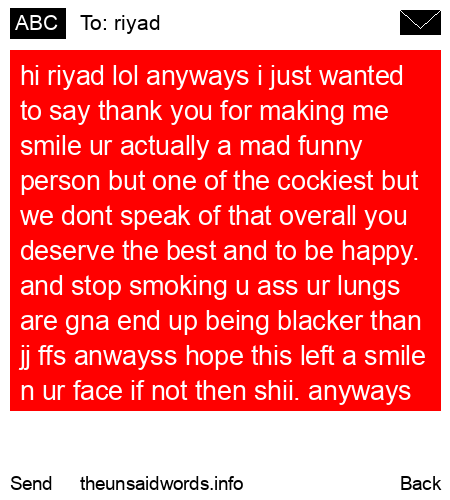 unsent message to riyad