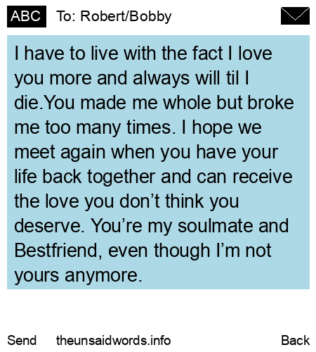 unsent message to Robert/Bobby