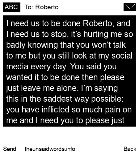 unsent message to Roberto