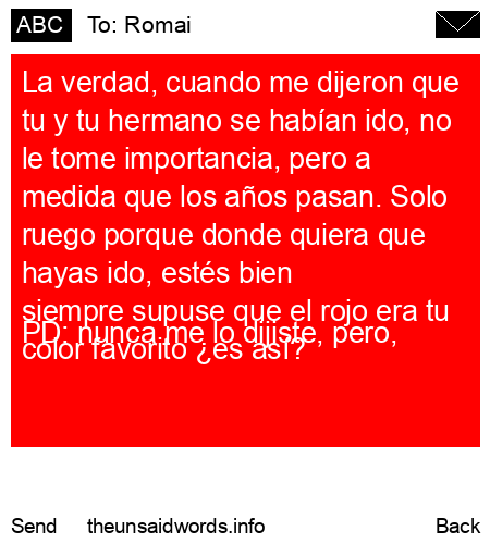 unsent message to Romai