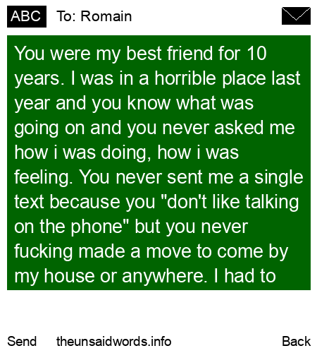 unsent message to Romain