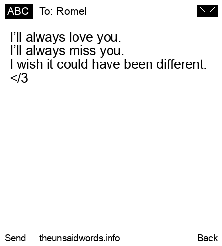 unsent message to Romel