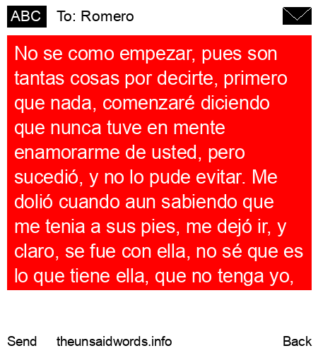unsent message to Romero