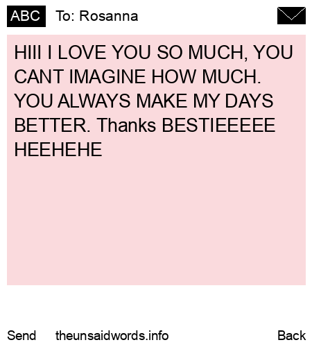 unsent message to Rosanna