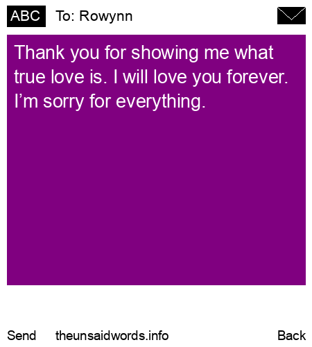 unsent message to Rowynn