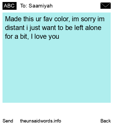 unsent message to Saamiyah