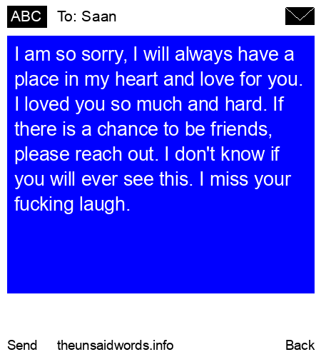 unsent message to Saan