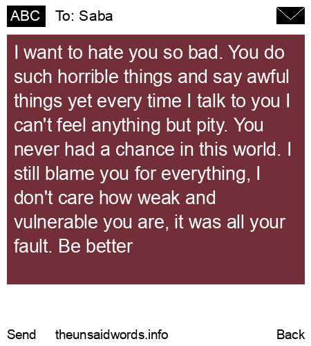 unsent message to Saba