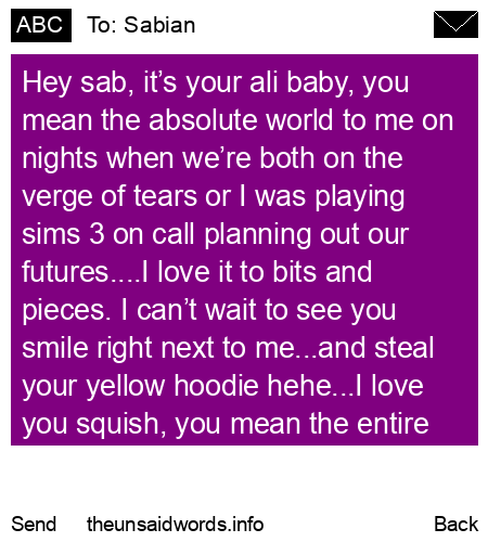 unsent message to Sabian