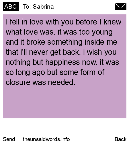 unsent message to Sabrina
