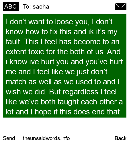 unsent message to sacha