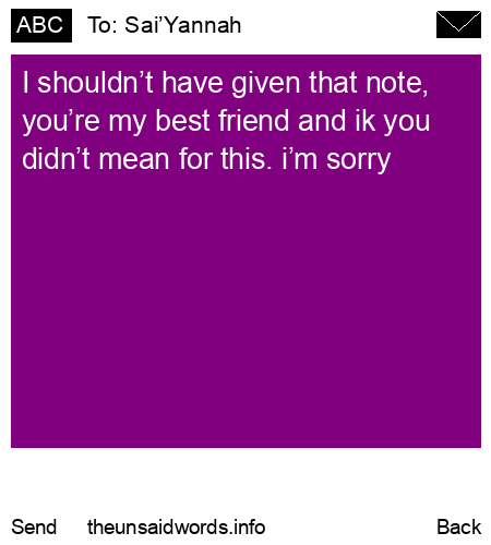 unsent message to Sai’Yannah